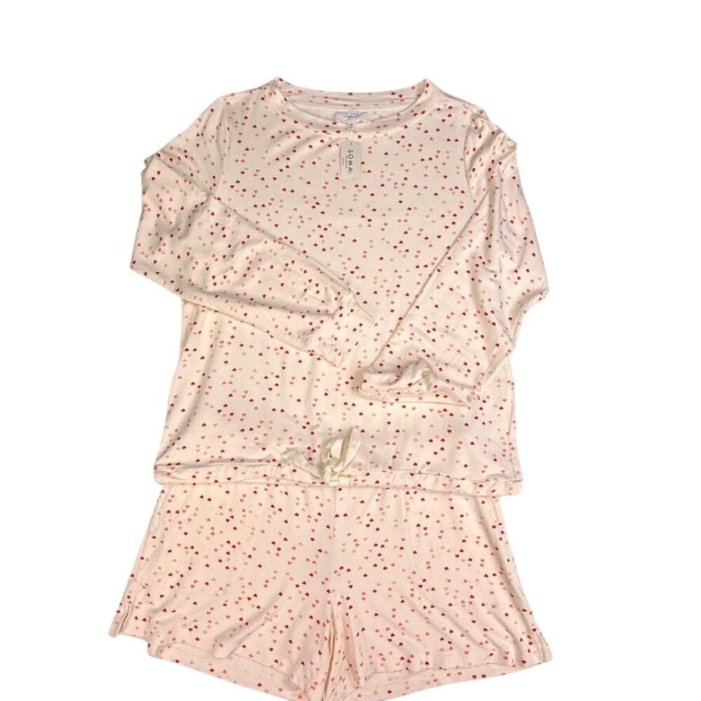 Soma The Sunday Lounge Short Set NWT Women’s M Heart Print Pajamas